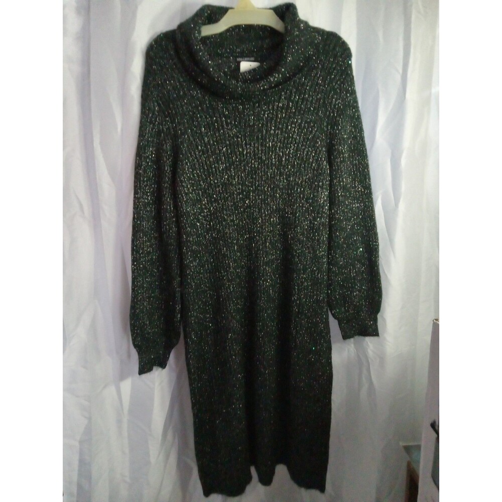 3X Nina Leonard Ribbed Cowl Neck Sweater Dress